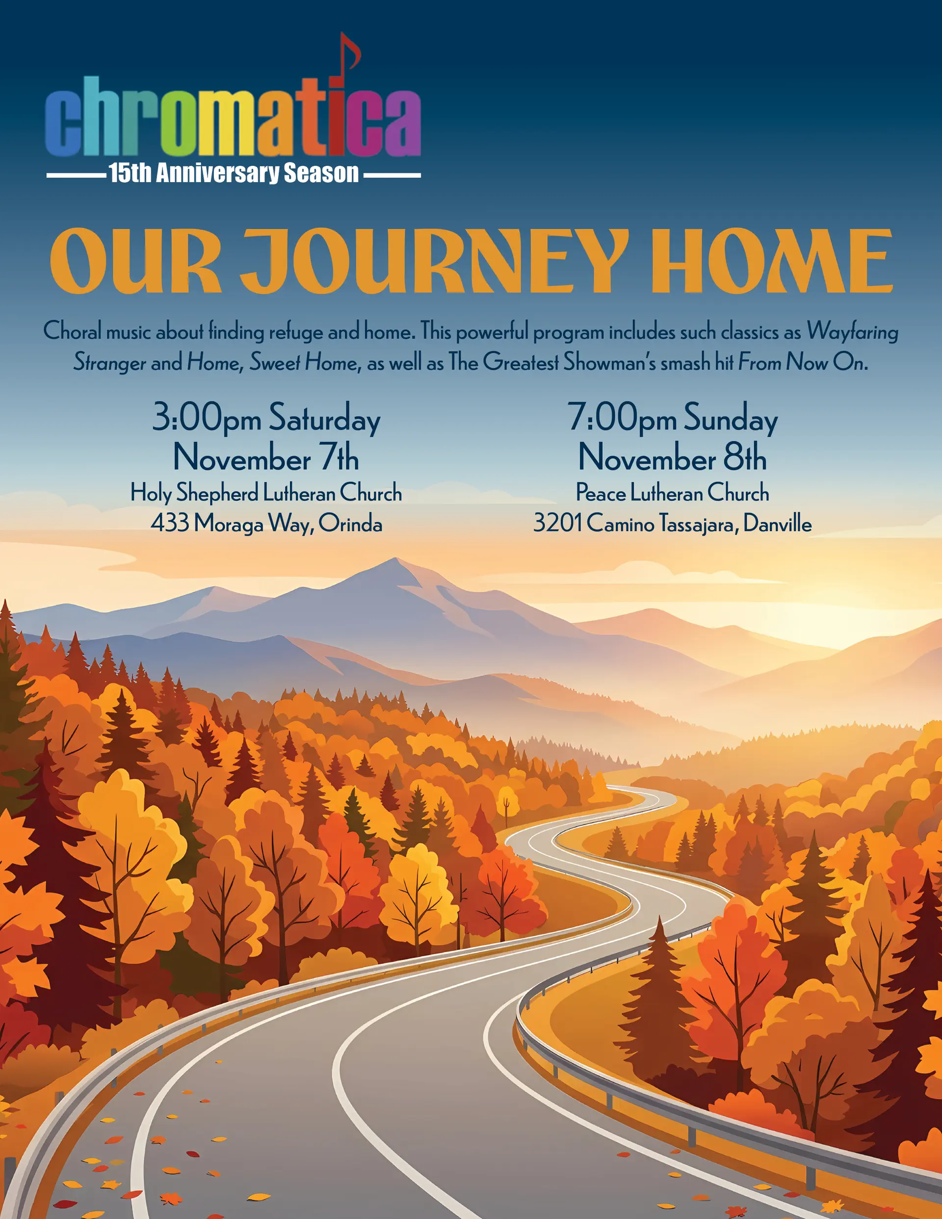 Poster for Chromatica's 15th Anniversary Season concert, Our Journey Home